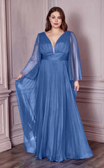 Long Sleeve Formal A-Line Plus Size Dress by LaDivine CD242C
