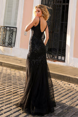 Nox Anabel F1467 Glittered Long Trumpet Prom Gown