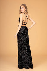 Formal Sequin Long Prom Slit Dress