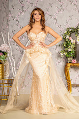 Long Formal Mermaid Overskirt Prom Gown