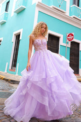 Nox Anabel H1351 Layered Long Formal Prom Glitter Dress