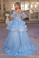 Nox Anabel H1360 Glittered Long Formal Prom Ballgown