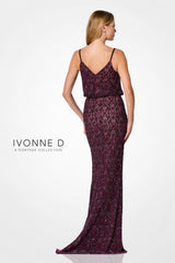 Ivonne D ID322 Beaded Lace Long Formal Sequin Evening Gown