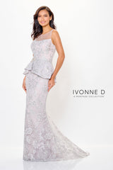 Ivonne D ID6206 Long Mermaid Formal Lace Peplum Evening Dress