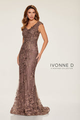 Ivonne D ID801 Long Mermaid Beaded 3D Floral Applique Formal Dress