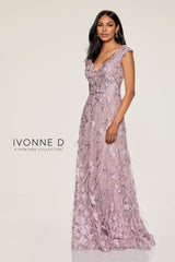 Ivonne D ID807 A Line Long Formal Lace Evening Gown
