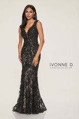 Ivonne D ID809 Long Formal Floral Lace Mermaid Evening Dress