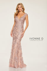 Ivonne D ID809 Long Formal Floral Lace Mermaid Evening Dress