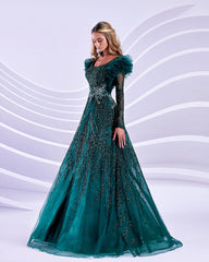 Modessa Couture M20318 Long Puff Formal A Line Evening Dress