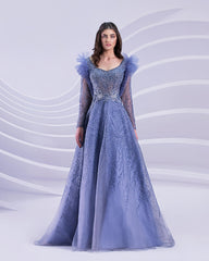 Modessa Couture M20318 Long Puff Formal A Line Evening Dress