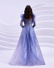 Modessa Couture M20318 Long Puff Formal A Line Evening Dress