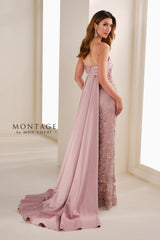 Montage M3110 Long Pleated Formal Fitted Evening Dress