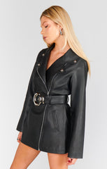 Stapleton Mini Dress ~ Caviar Faux Leather