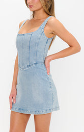 Corset Mini Dress ~ Misty Morning