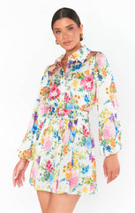 Carrie Collared Dress ~ Ivory Botanical Floral