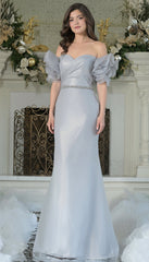 Marsoni MV1353 Long Beaded Ruffle Formal Evening Dress