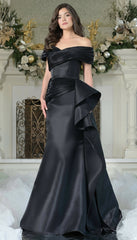 Marsoni MV1354 Ruffle Long Mermaid Formal Pleated Evening Dress