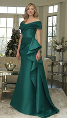 Marsoni MV1354 Ruffle Long Mermaid Formal Pleated Evening Dress