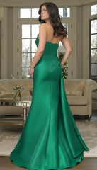 Marsoni MV1356 Beaded Applique Long Formal Evening Pleated Dress