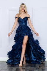 Nox Anabel R1299 Long Formal Slit Prom Gown