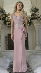 Rina di Montella 3323 Long Formal Ruffle Evening Mother of the Bride Dress