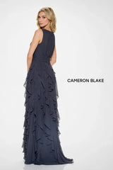 Cameron Blake CB213 Long Formal Beaded Ruffle Evening Dress