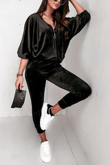Style Code Velvet Tracksuit Zipper Sweatshirt Pants Set