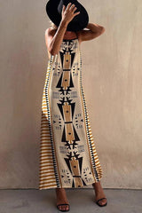 Ethnic Print Strappy Maxi Dress