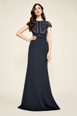 Tadashi Shoji ALG17705LXZ Fitted Long Floral Lace Formal Evening Dress