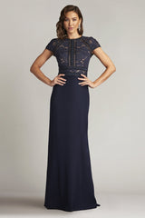 Tadashi Shoji ALG17705LXZ Fitted Long Floral Lace Formal Evening Dress