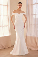 Tinsley Gown - Stretch Off-The-Shoulder Dress - Off White