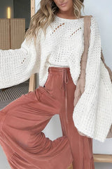 Openwork Bell-Sleeve Knit Sweater