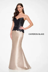 Cameron Blake CB206 Long Mermaid Formal Peplum Evening Dress