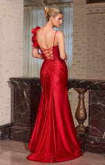 Winslow Gown - Satin Dress With Rosette Shoulder