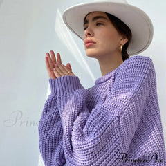 Candy Color Crewneck Trendy Pullover Sweater - Orange
