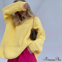 Candy Color Crewneck Trendy Pullover Sweater - Rose