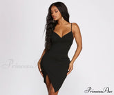 Captivate Me Asymmetric Charming Crepe Mini Dress