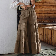 Casual Elastic Waist Long Solid Pants