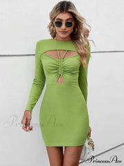 CASUAL HALTER HOLLOW SHORT SLEEVE DRESS