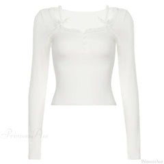 Casual Lace Trim Halter Slim Solid Square Collar Knit Top