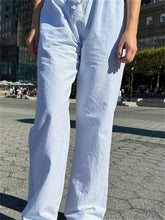 Casual Pinstripe Drawstring Loose Straight Street Pants