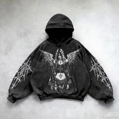 Casual Retro Gothic Printing Hoodie
