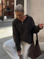 Casual Solid Slim Zipper Cardigan