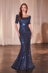 LaDivine CB151 Long Formal Sequin Mother of the Bride Dress
