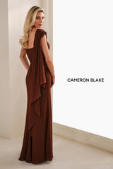 Cameron Blake CB908 Pleated Long Formal Feather Evening Gown