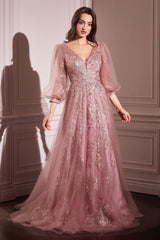 LaDivine CD0102 Modest Long Formal A Line Mother of the Bride Dress