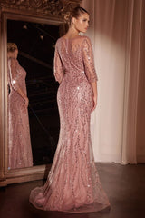 LaDivine CD0105 Long Mother of the Bride Sequin Formal Dress