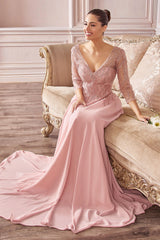 LaDivine CD0171 Long Formal A Line Evening Gown