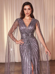 LaDivine CD0239 Long Formal Beaded Sequin Mother of the Bride Dress
