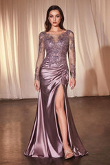 LaDivine CDS505 Long Sleeve Mother of the Bride Formal Dress